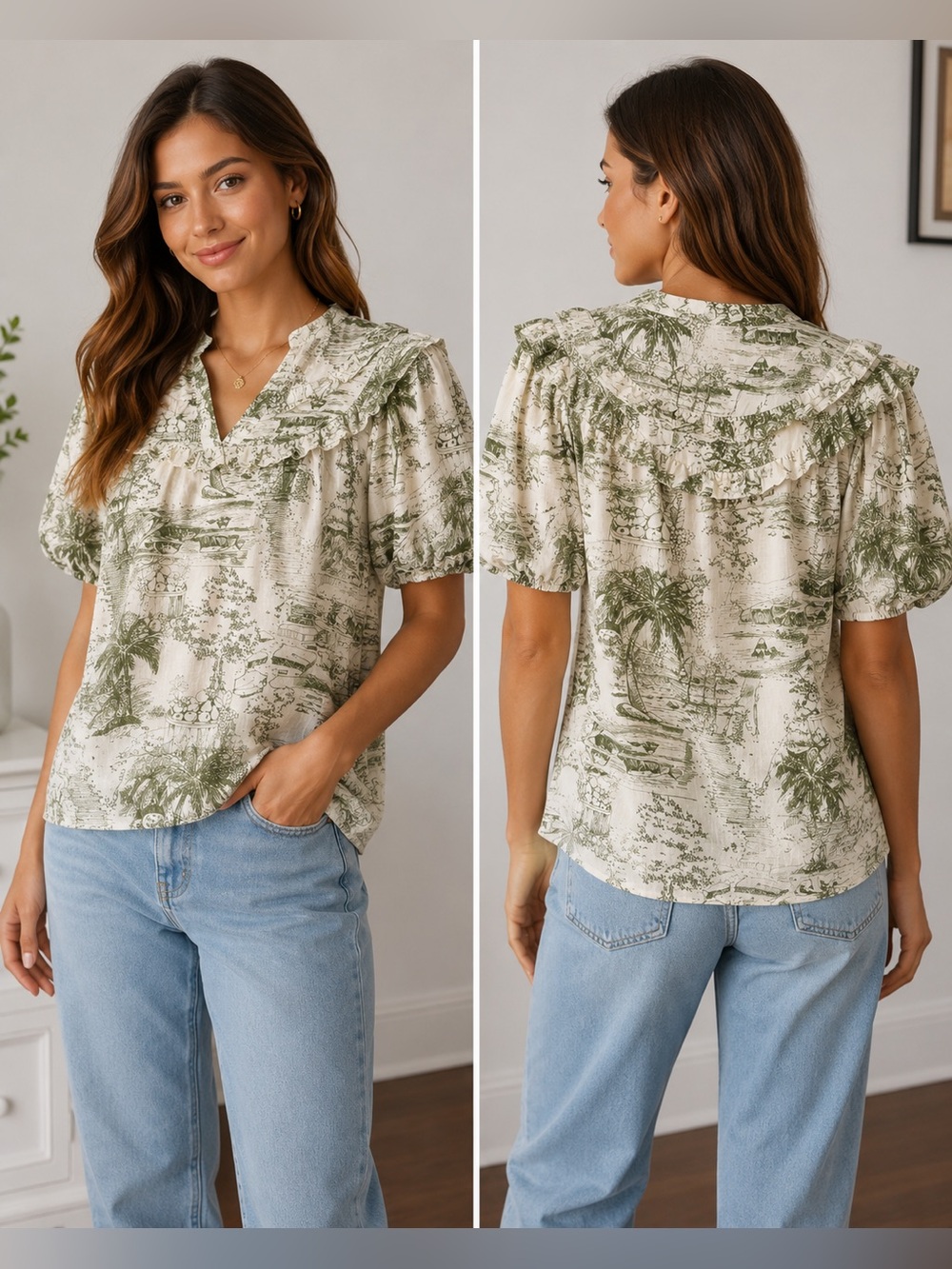 NWT Toile Green Print